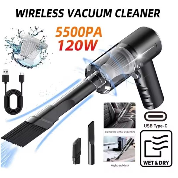 3 In 1 Portable Vacuum Cleaner- Durable Wireless Vacuum -duster Blower Air Pump- High Power Strong Suction Vacuum Cleaner For Home, Laptop, Vehicle Interior Cleaner
