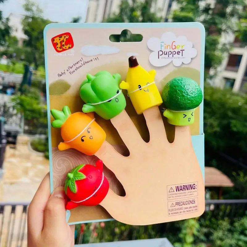 5 pcs Fruit Series And Vegetable Finger Puppets